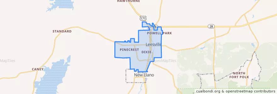 Mapa de ubicacion de Leesville.