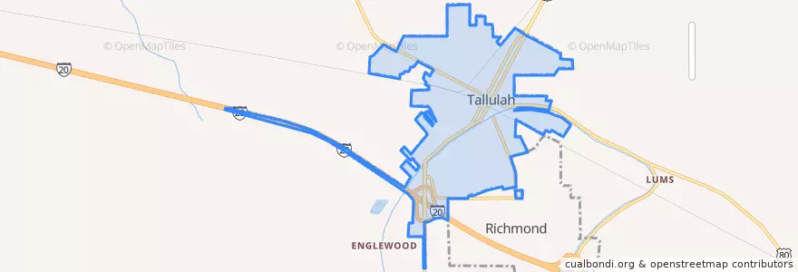 Mapa de ubicacion de Tallulah.