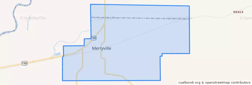Mapa de ubicacion de Merryville.