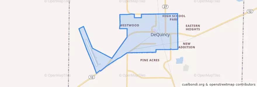 Mapa de ubicacion de DeQuincy.