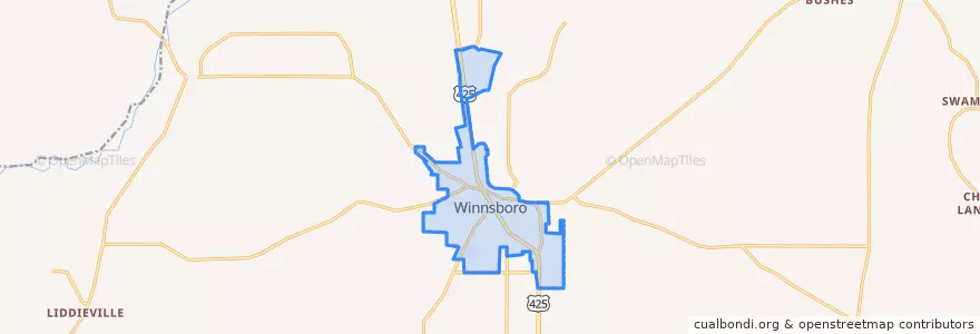 Mapa de ubicacion de Winnsboro.