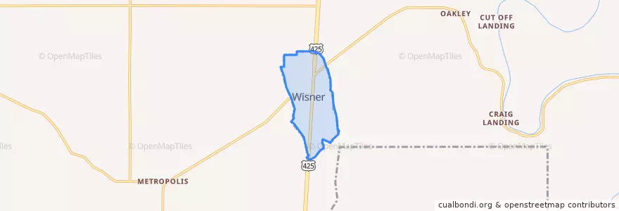Mapa de ubicacion de Wisner.