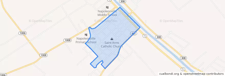 Mapa de ubicacion de Napoleonville.