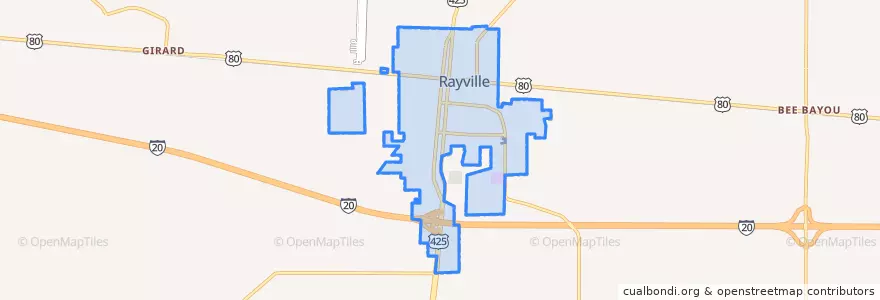 Mapa de ubicacion de Rayville.