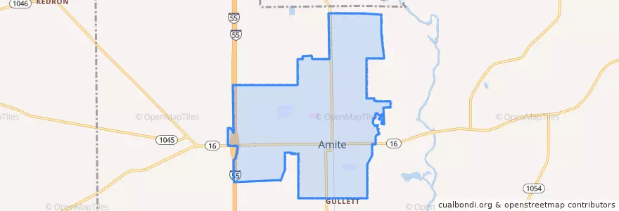 Mapa de ubicacion de Amite City.