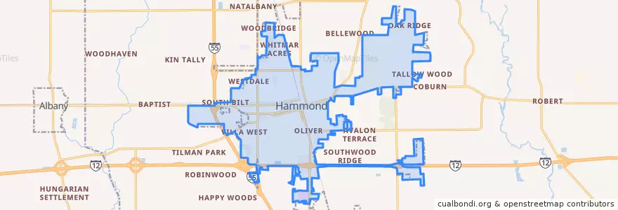 Mapa de ubicacion de Hammond.