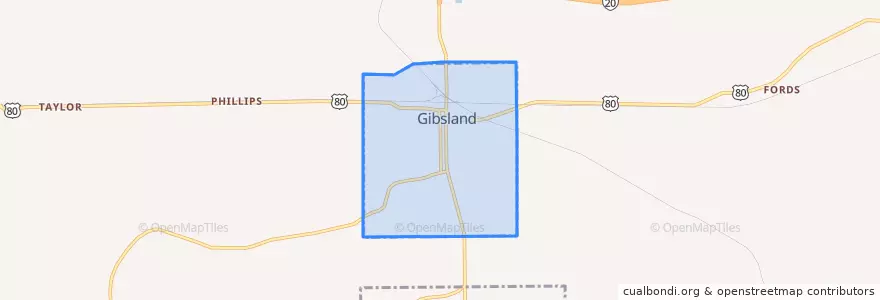 Mapa de ubicacion de Gibsland.