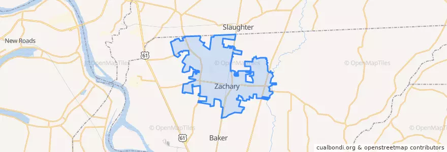 Mapa de ubicacion de Zachary.