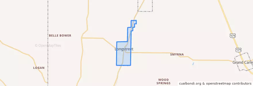 Mapa de ubicacion de Longstreet.