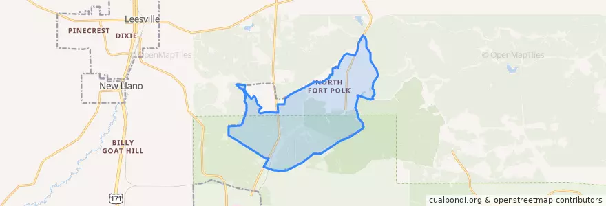 Mapa de ubicacion de Fort Polk North.