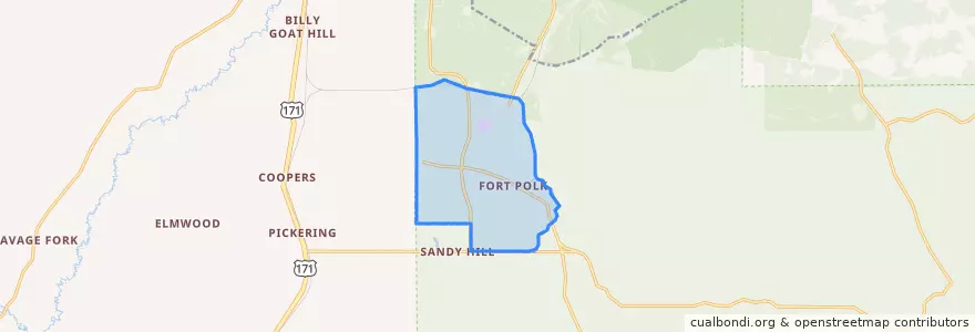 Mapa de ubicacion de Fort Polk South.