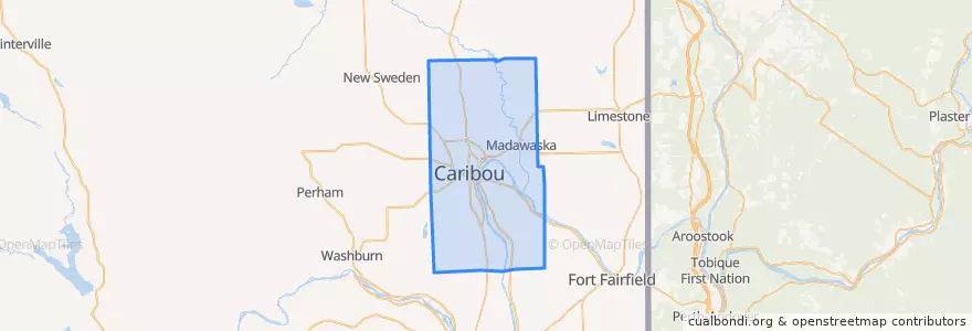 Mapa de ubicacion de Caribou.