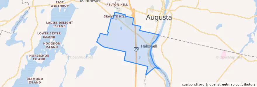 Mapa de ubicacion de Hallowell.
