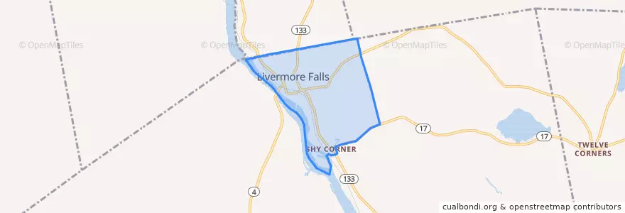 Mapa de ubicacion de Livermore Falls.
