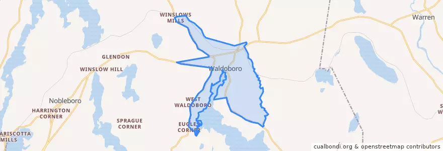 Mapa de ubicacion de Waldoboro.