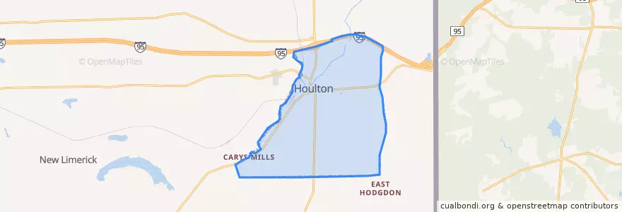 Mapa de ubicacion de Houlton.