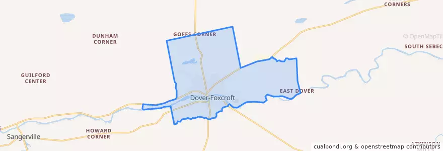 Mapa de ubicacion de Dover-Foxcroft.