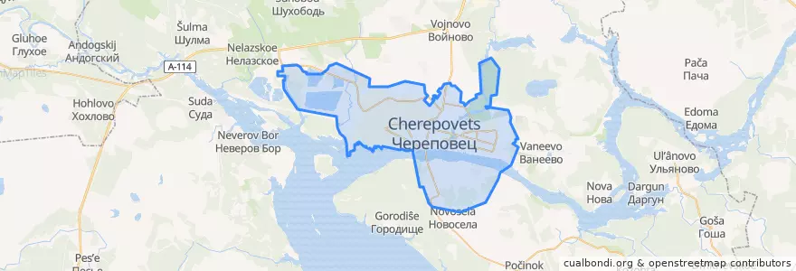 Mapa de ubicacion de городской округ Череповец.