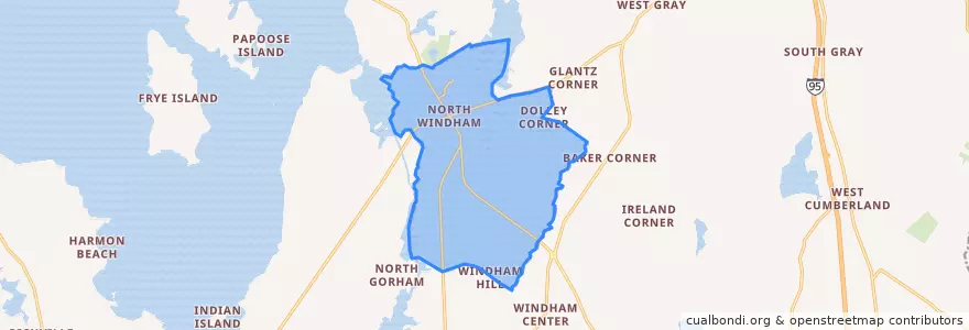 Mapa de ubicacion de North Windham.