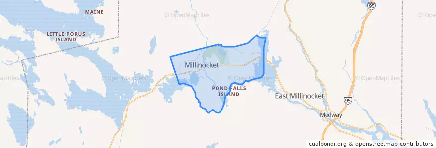 Mapa de ubicacion de Millinocket.