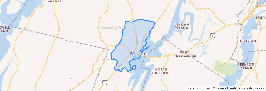 Mapa de ubicacion de Wiscasset.