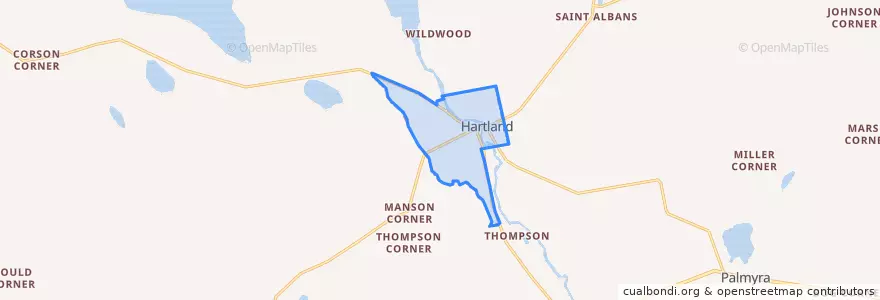 Mapa de ubicacion de Hartland.