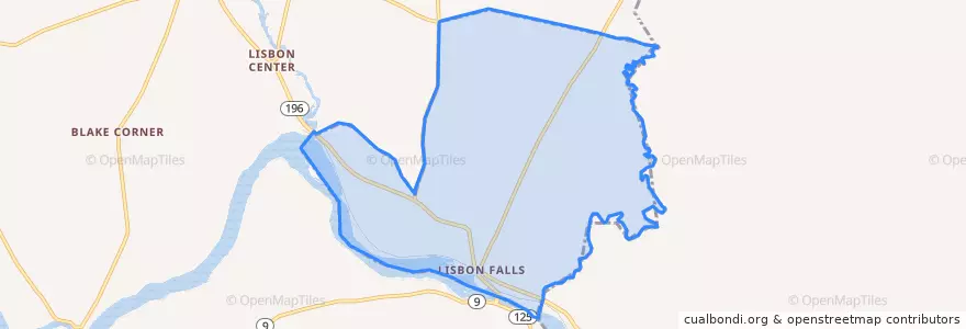 Mapa de ubicacion de Lisbon Falls.