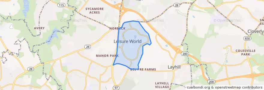 Mapa de ubicacion de Leisure World.