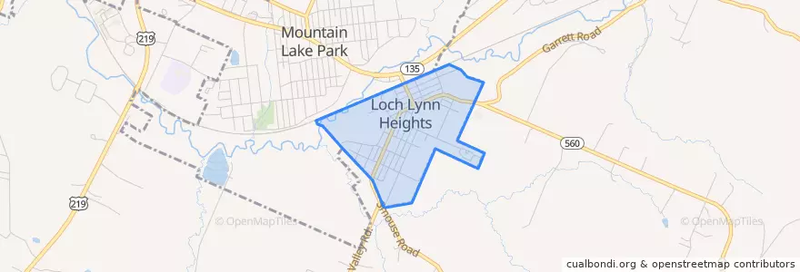Mapa de ubicacion de Loch Lynn Heights.