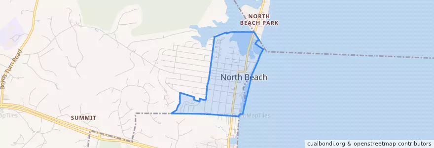 Mapa de ubicacion de North Beach.