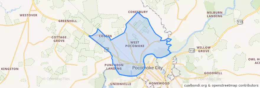 Mapa de ubicacion de West Pocomoke.
