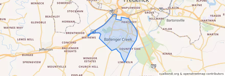 Mapa de ubicacion de Ballenger Creek.