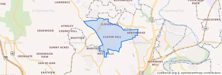 Mapa de ubicacion de Clover Hill.