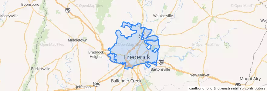 Mapa de ubicacion de Frederick.