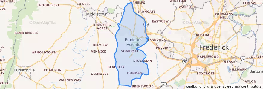 Mapa de ubicacion de Braddock Heights.