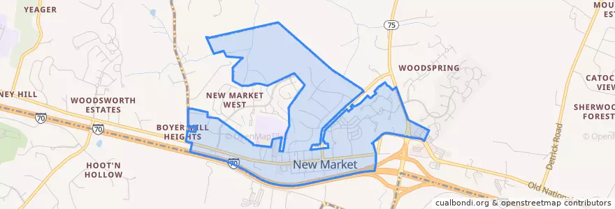 Mapa de ubicacion de New Market.