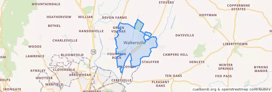 Mapa de ubicacion de Walkersville.