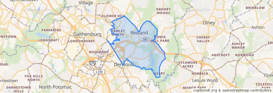 Mapa de ubicacion de Redland.