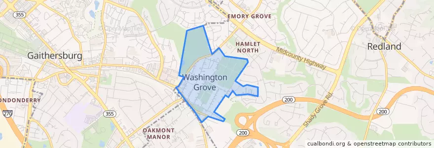 Mapa de ubicacion de Washington Grove.