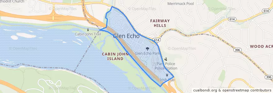 Mapa de ubicacion de Glen Echo.