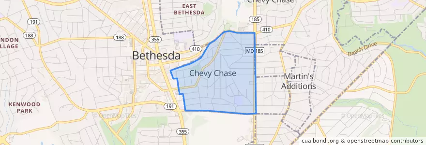 Mapa de ubicacion de Chevy Chase.