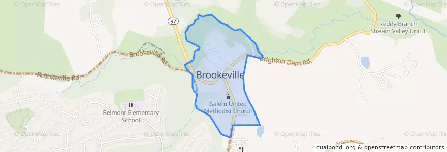 Mapa de ubicacion de Brookeville.