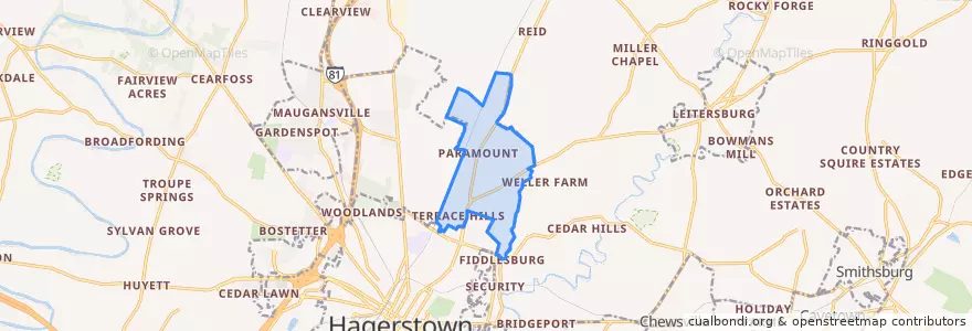 Mapa de ubicacion de Paramount-Long Meadow.