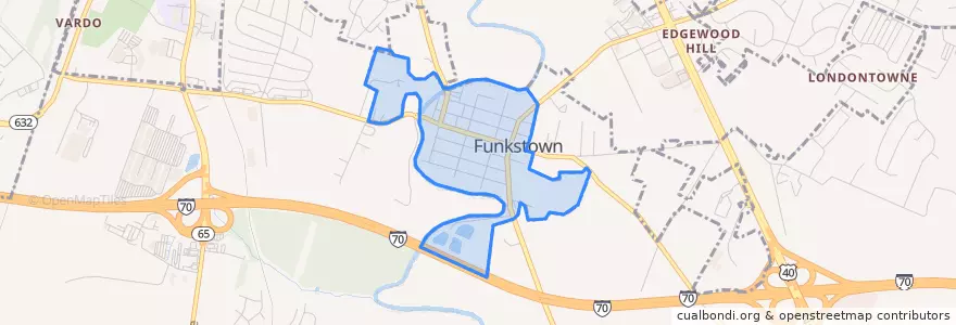 Mapa de ubicacion de Funkstown.