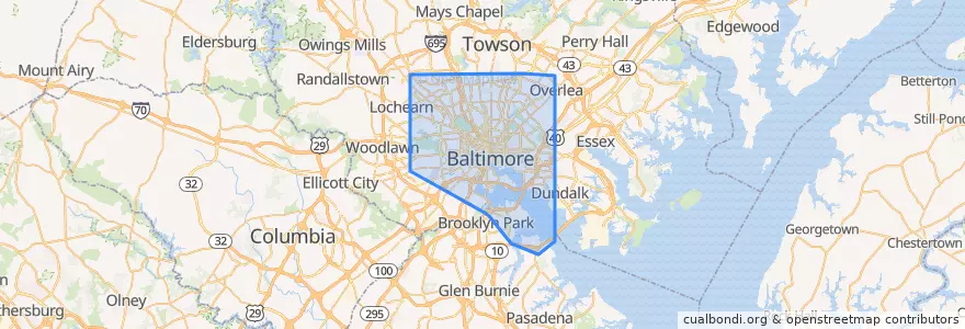 Mapa de ubicacion de Baltimore.
