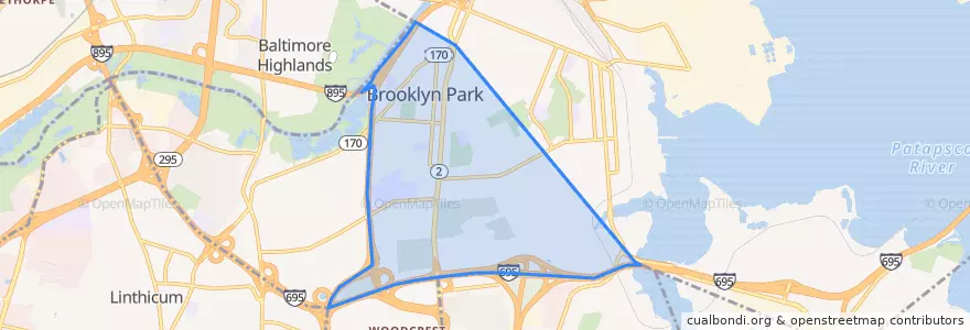Mapa de ubicacion de Brooklyn Park.