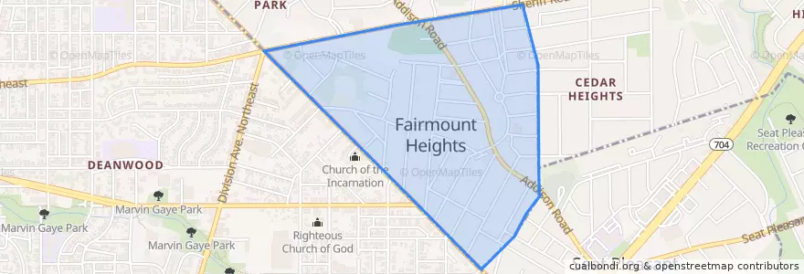 Mapa de ubicacion de Fairmount Heights.