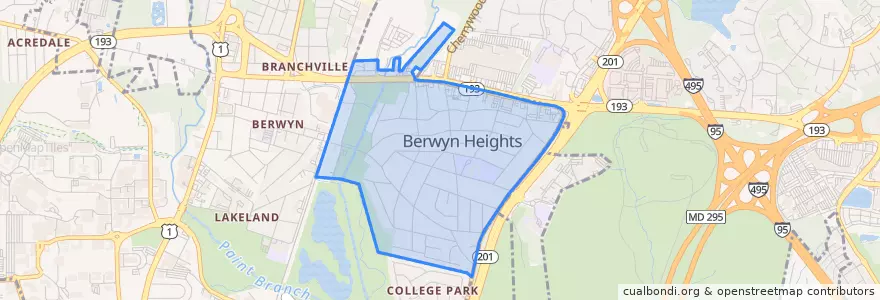 Mapa de ubicacion de Berwyn Heights.