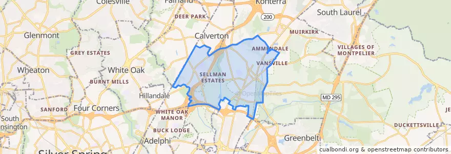 Mapa de ubicacion de Beltsville.