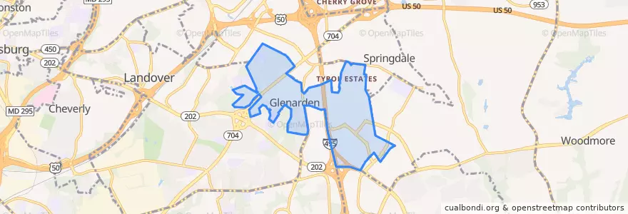 Mapa de ubicacion de Glenarden.